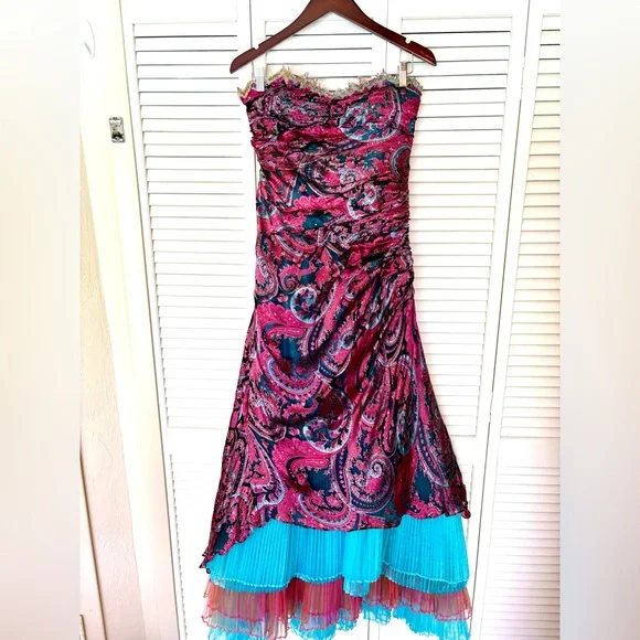 NWT Vintage Y2K Bob Mackie B’Zar Boho Paisley Beaded Dress Set 14/12 - Picture 4 of 13